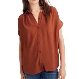 Madewell Central Drapey Shirt Stained Mahogany Rust Button Up size XS
